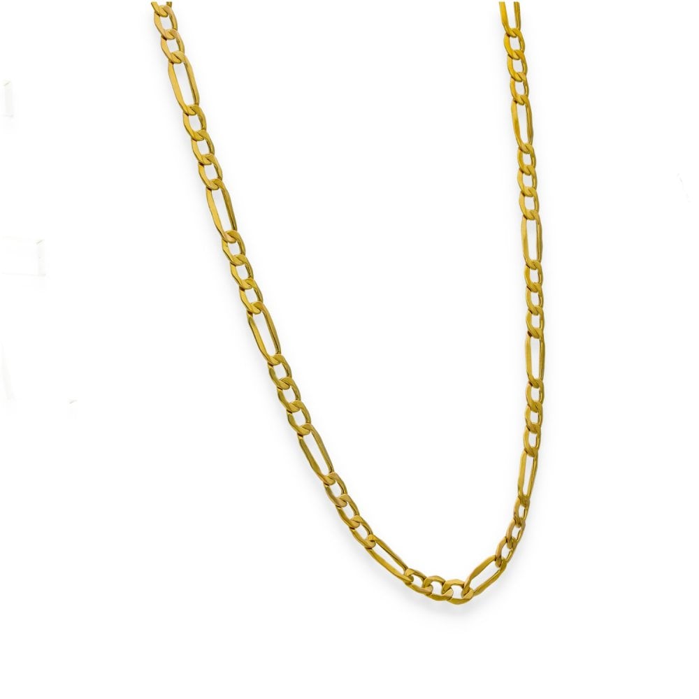 9ct Yellow Gold Flat Figaro Chain - 24" - 4.6g