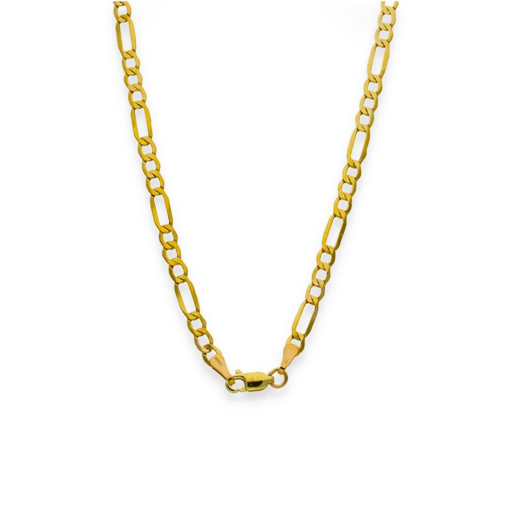 9ct Yellow Gold Flat Figaro Chain - 24" - 4.6g