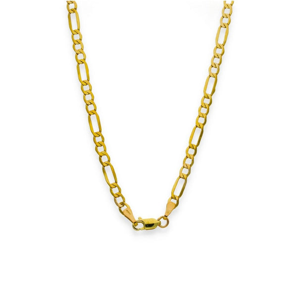 9ct Yellow Gold Flat Figaro Chain - 24" - 4.6g