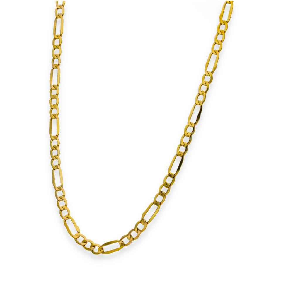 9ct Yellow Gold Flat Figaro Chain - 24" - 4.6g