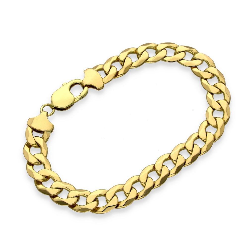 9ct Yellow Gold Heavy Flat Curb Bracelet - 8.5" - 30.5g