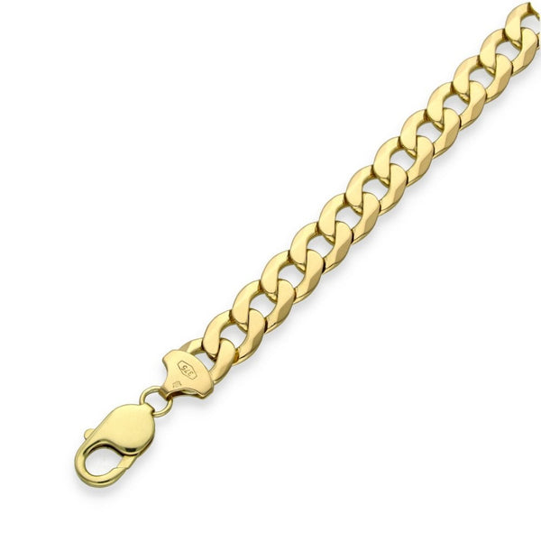 9ct Yellow Gold Heavy Flat Curb Bracelet - 8.5" - 30.5g