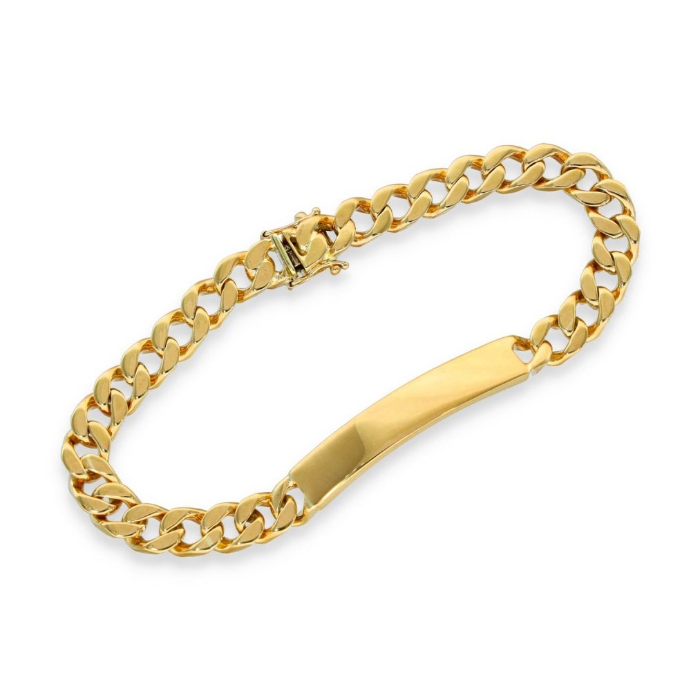 9ct Yellow Gold ID Curb Bracelet - 9" - 38.9g