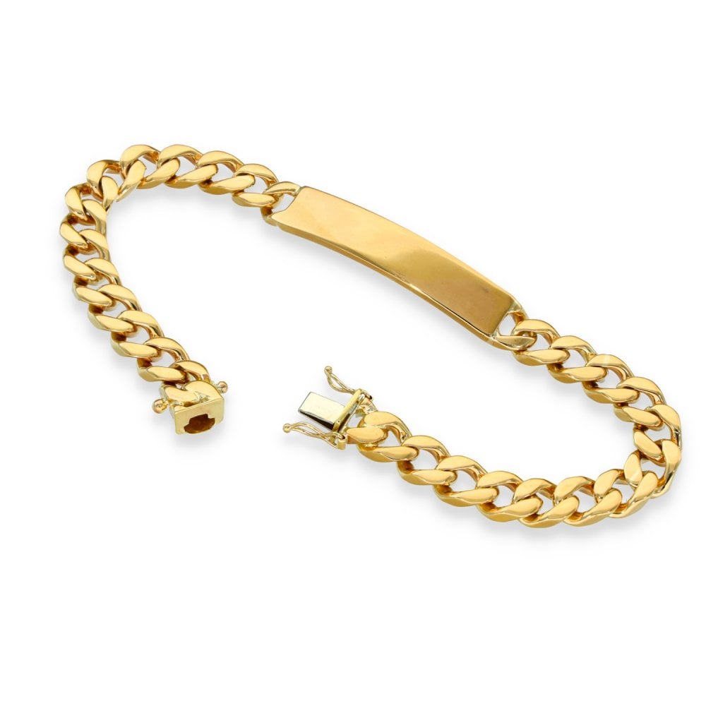 9ct Yellow Gold ID Curb Bracelet - 9" - 38.9g