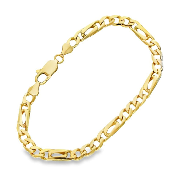 9ct Yellow Gold Figaro Bracelet - 8.5" - 14.5g