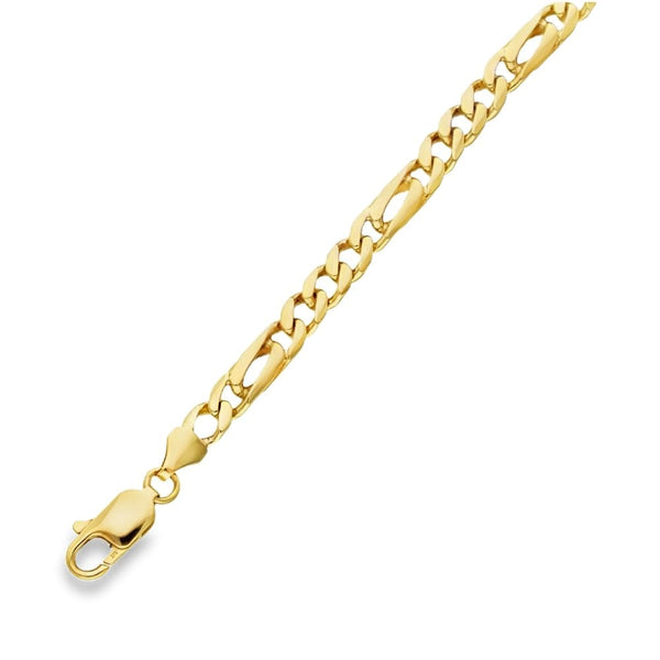 9ct Yellow Gold Figaro Bracelet - 8.5" - 14.5g
