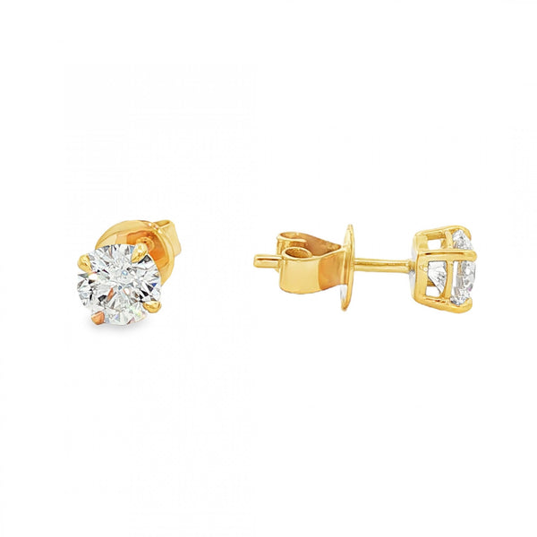 1.06ct Yellow Gold Certified Round Diamond Stud Earrings - VS1/D