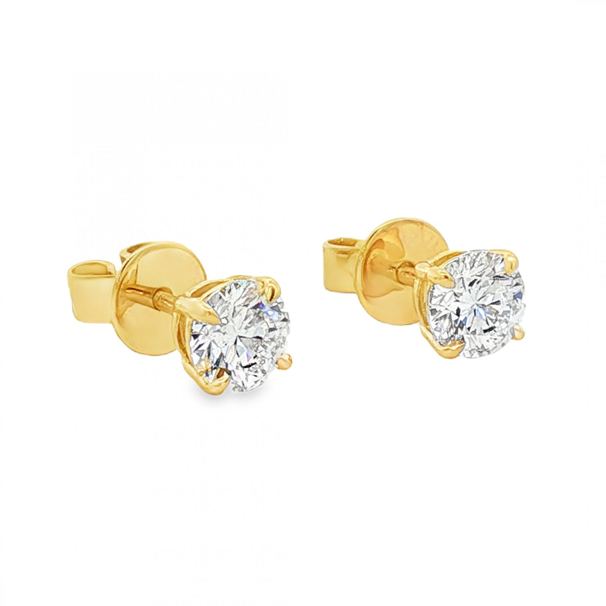 1.06ct Yellow Gold Certified Round Diamond Stud Earrings - VS1/D
