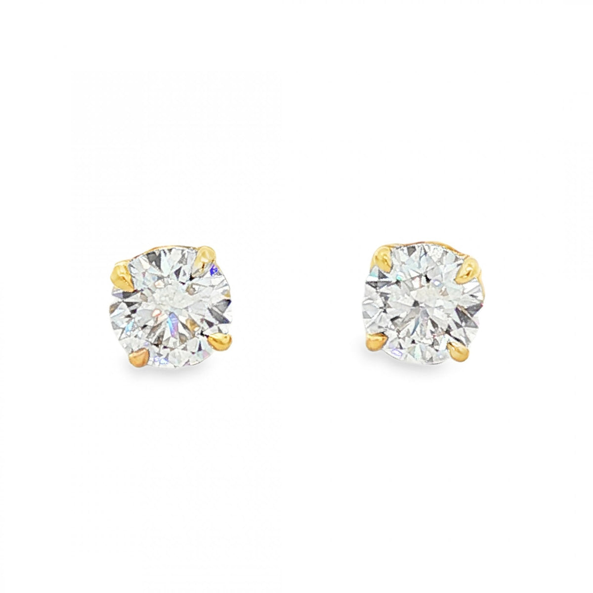 1.06ct Yellow Gold Certified Round Diamond Stud Earrings - VS1/D