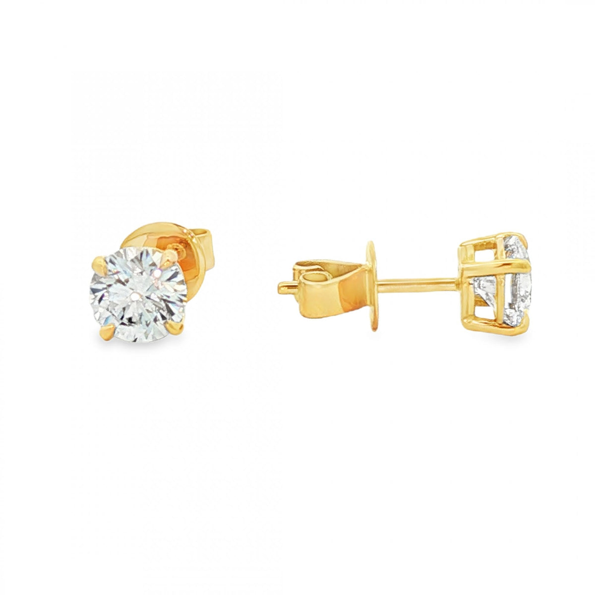 1.44ct Yellow Gold Certified Round Diamond Stud Earrings - VS1/D