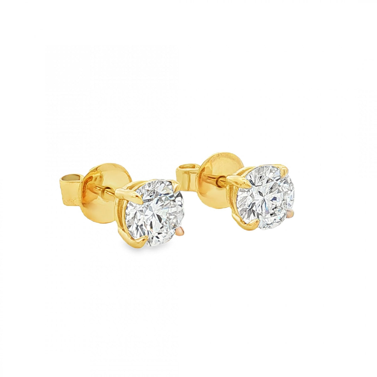 1.44ct Yellow Gold Certified Round Diamond Stud Earrings - VS1/D