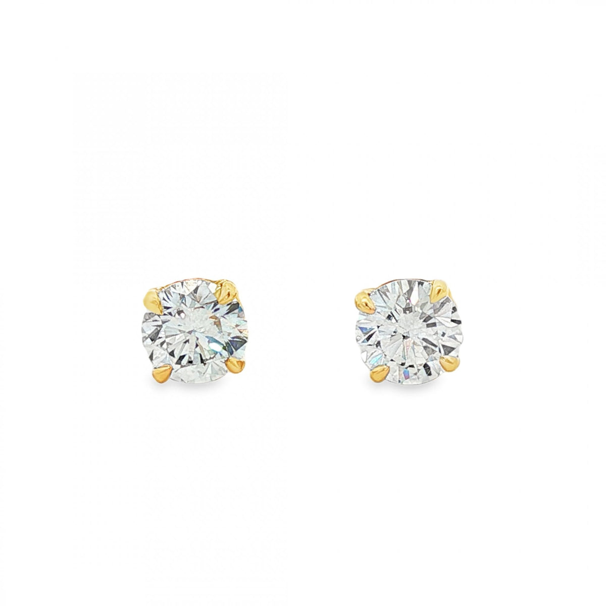 1.44ct Yellow Gold Certified Round Diamond Stud Earrings - VS1/D