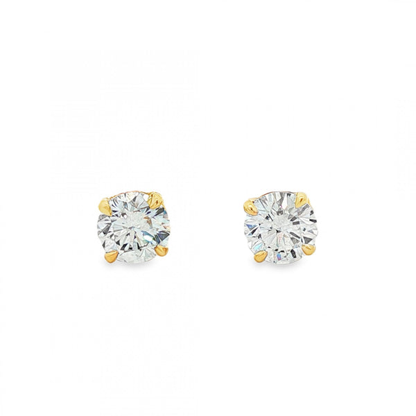 1.44ct Yellow Gold Certified Round Diamond Stud Earrings - VS1/D