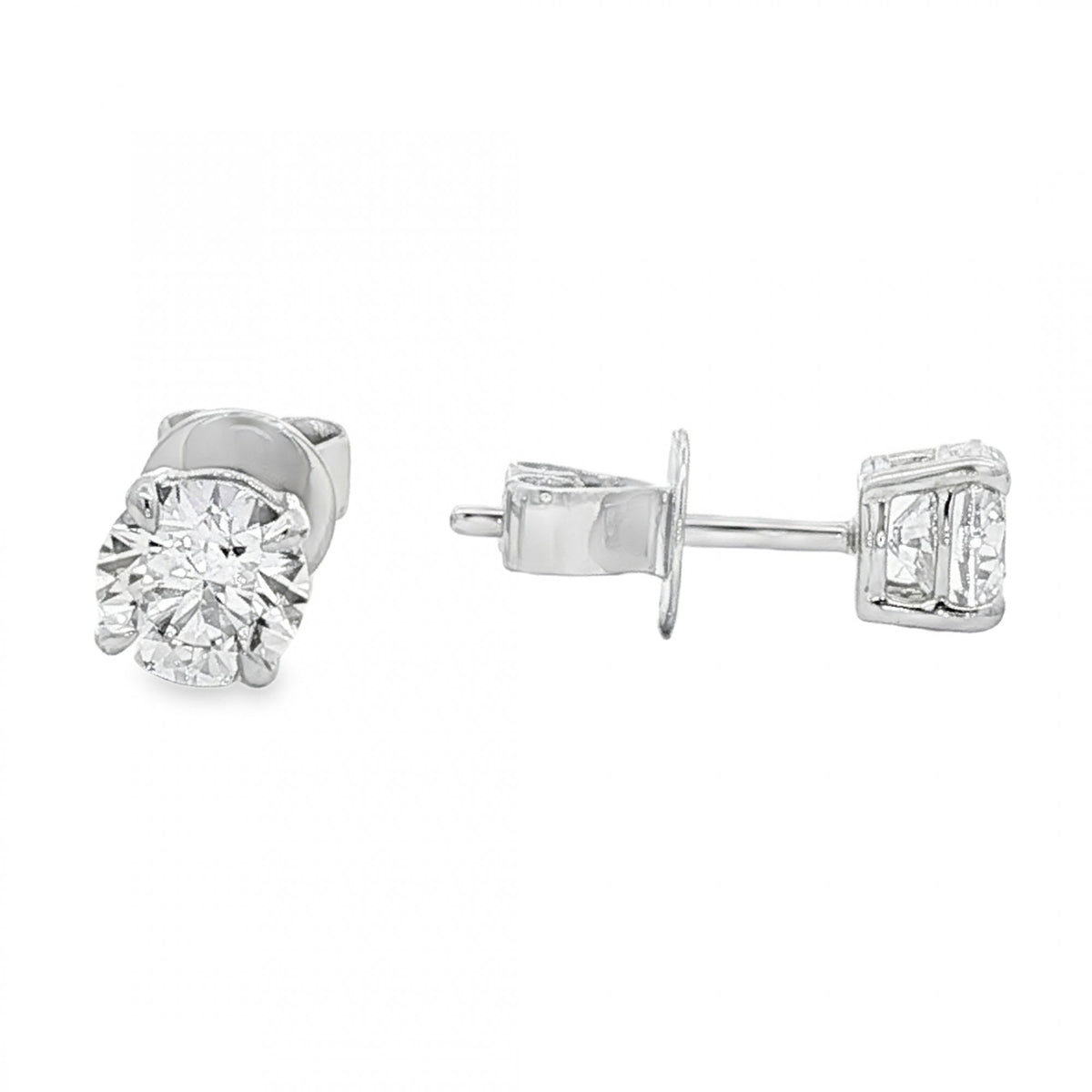 1.24ct White Gold Certified Round Diamond Stud Earrings - VS1/D