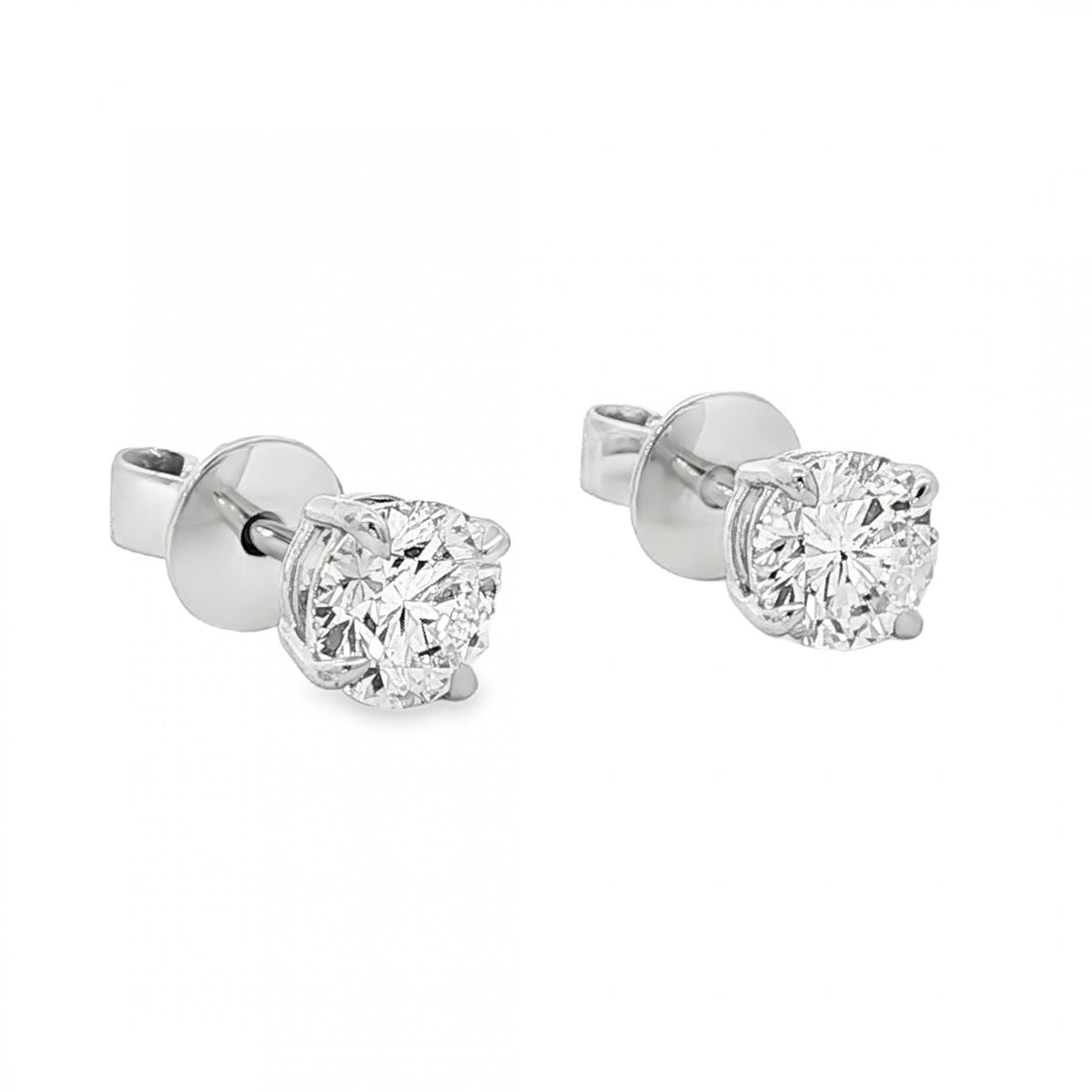 1.24ct White Gold Certified Round Diamond Stud Earrings - VS1/D