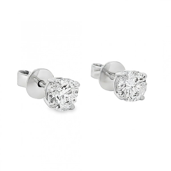 1.24ct White Gold Certified Round Diamond Stud Earrings - VS1/D