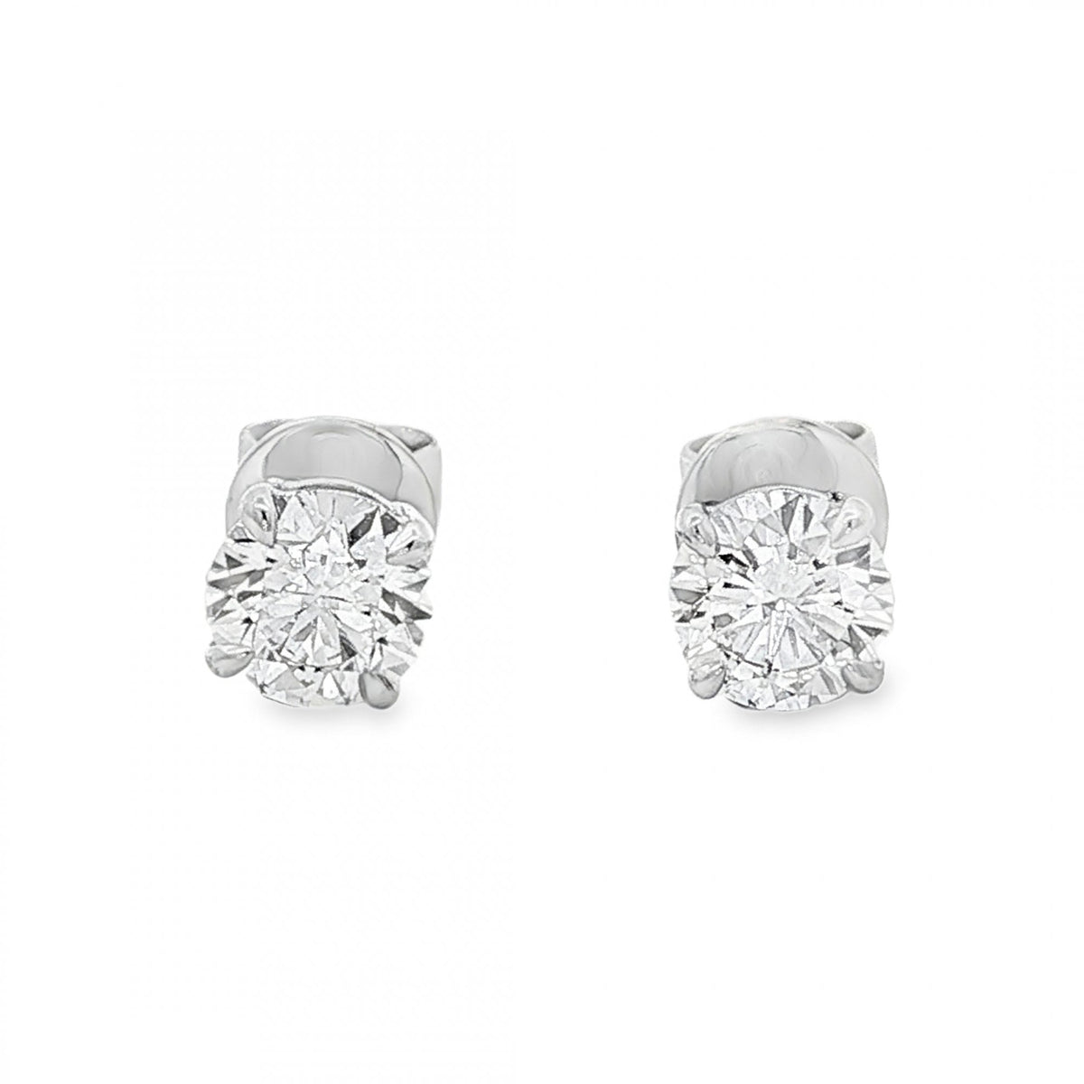 1.24ct White Gold Certified Round Diamond Stud Earrings - VS1/D