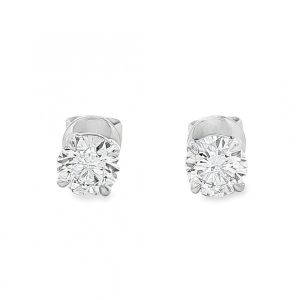 1.24ct White Gold Certified Round Diamond Stud Earrings - VS1/D