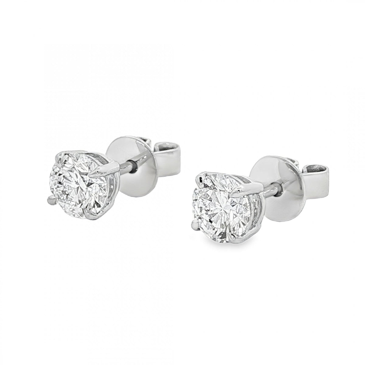 1.24ct White Gold Certified Round Diamond Stud Earrings - VS1/D