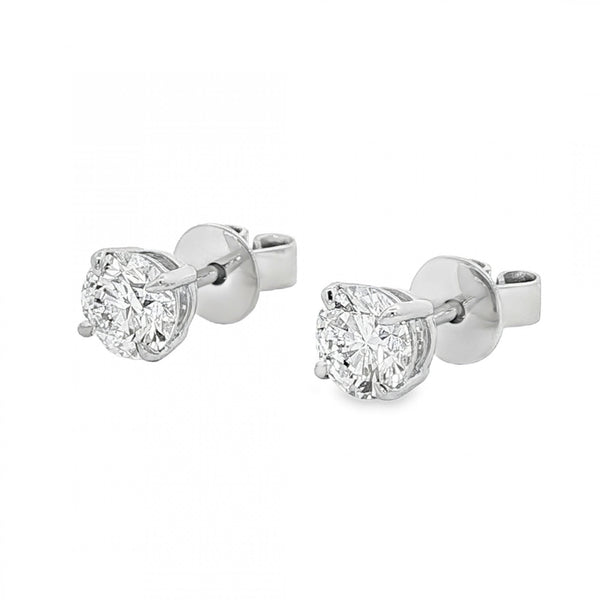 1.24ct White Gold Certified Round Diamond Stud Earrings - VS1/D