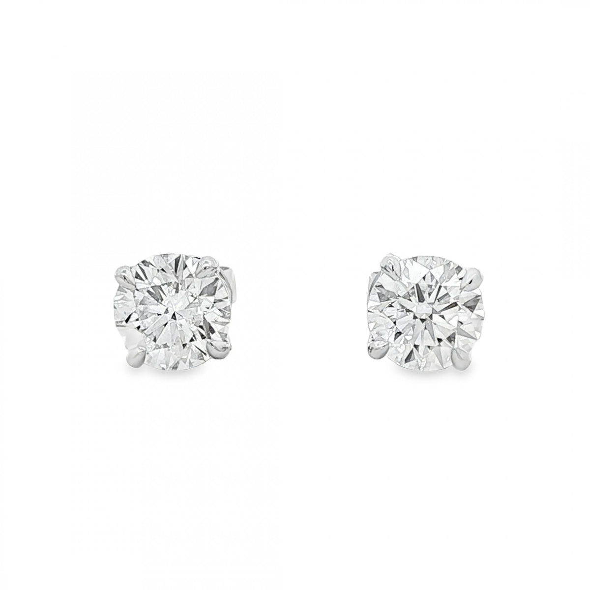 3.02ct White Gold Certified Round Diamond Stud Earrings - VS1/D