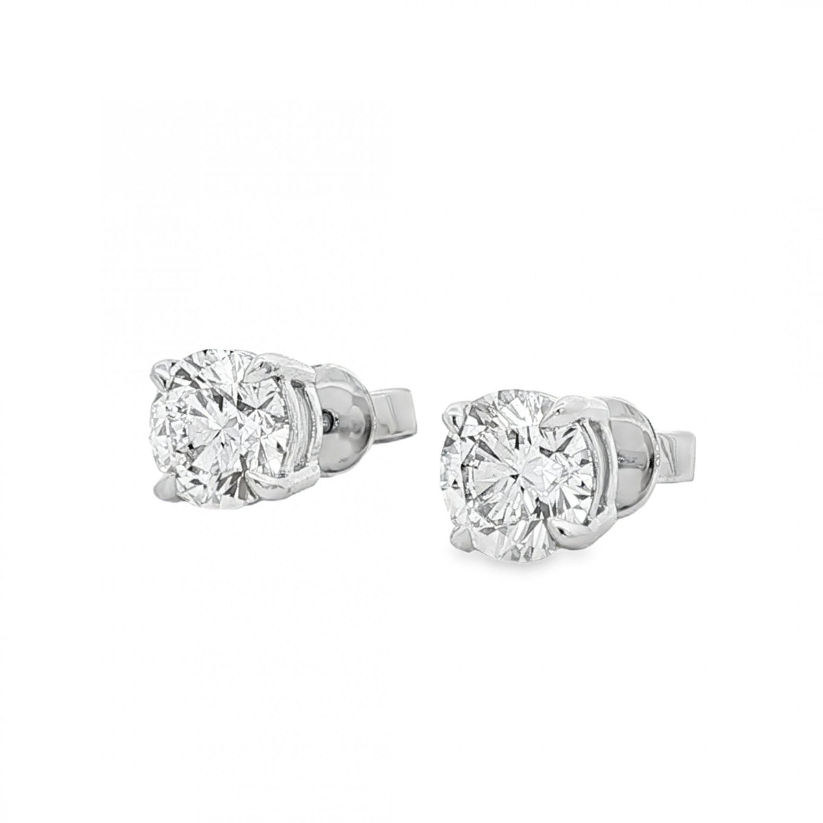 3.02ct White Gold Certified Round Diamond Stud Earrings - VS1/D