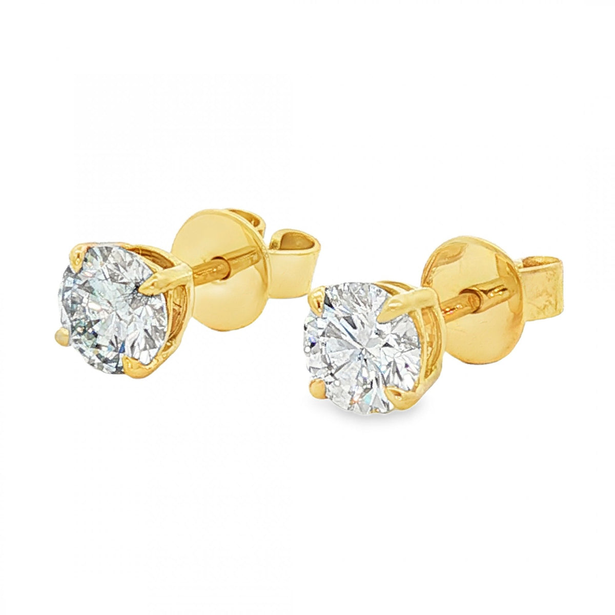 1.26ct Yellow Gold Certified Round Diamond Stud Earrings - VS1/D