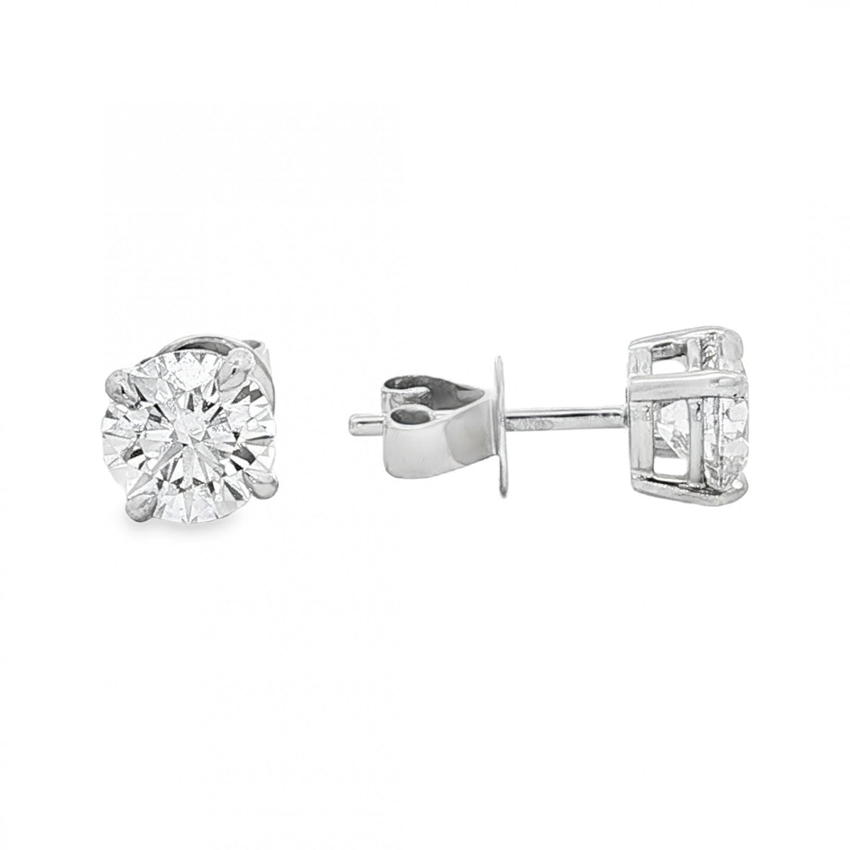 2.03ct White Gold Certified Round Diamond Stud Earrings - VS1/D