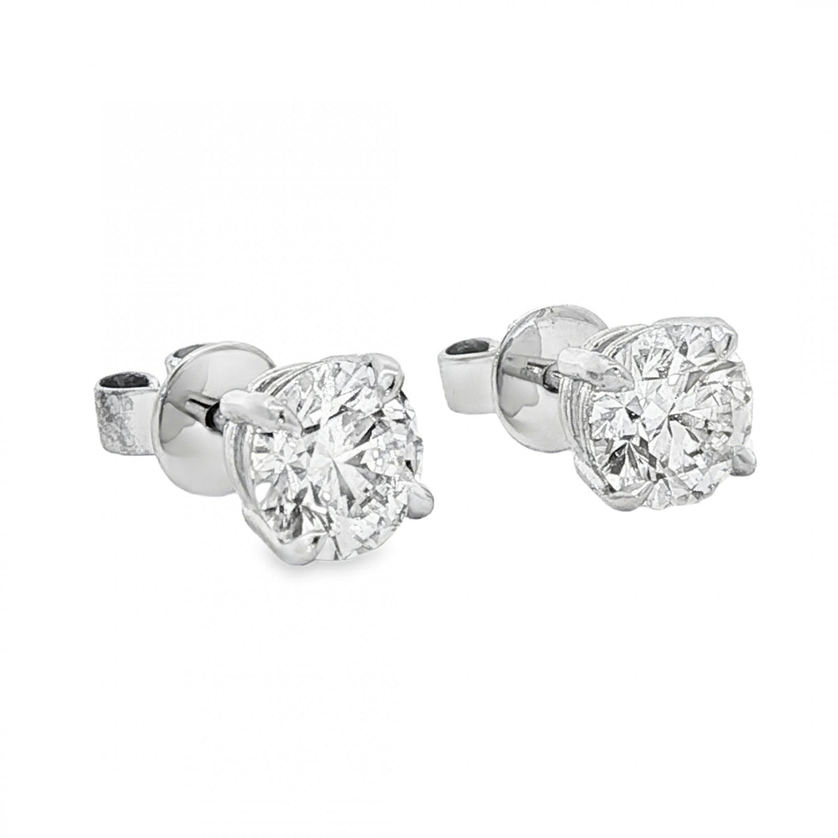 2.03ct White Gold Certified Round Diamond Stud Earrings - VS1/D