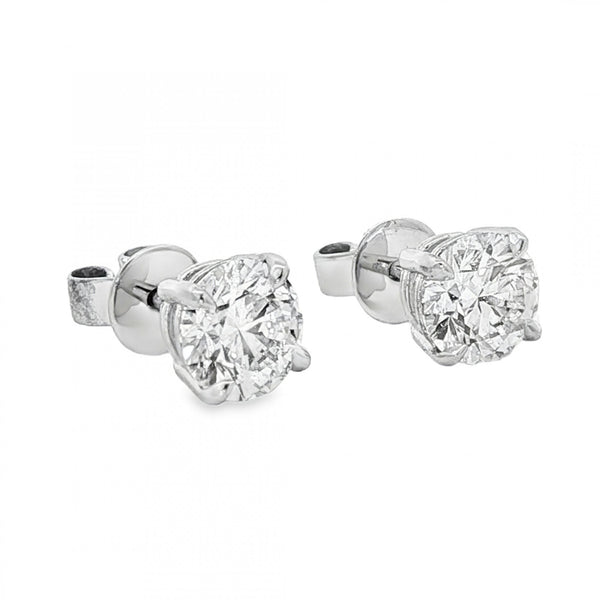 2.03ct White Gold Certified Round Diamond Stud Earrings - VS1/D