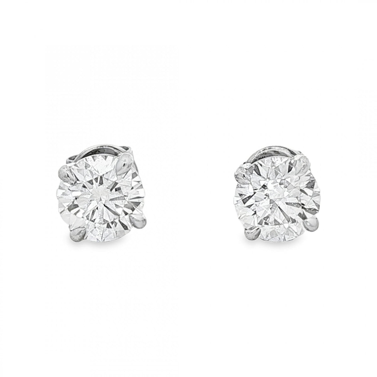 2.03ct White Gold Certified Round Diamond Stud Earrings - VS1/D