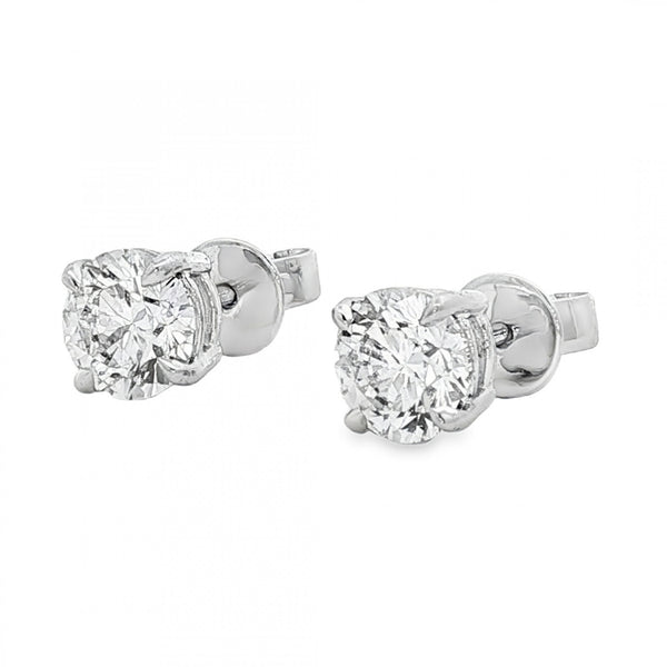 2.03ct White Gold Certified Round Diamond Stud Earrings - VS1/D