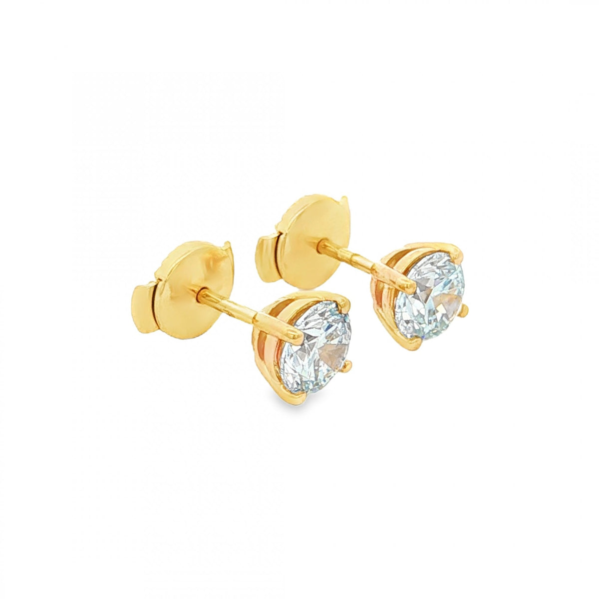 1.40ct Yellow Gold Round-Cut Diamond Stud Earrings - VS2/F