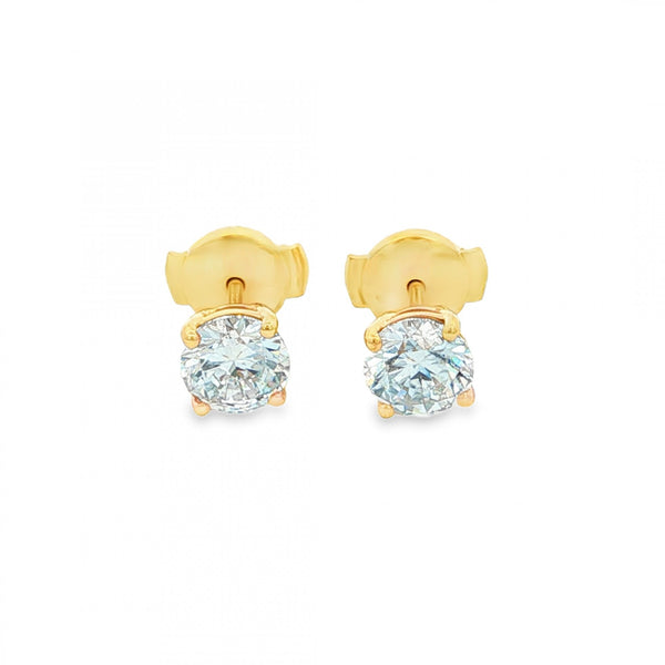 1.40ct Yellow Gold Round-Cut Diamond Stud Earrings - VS2/F