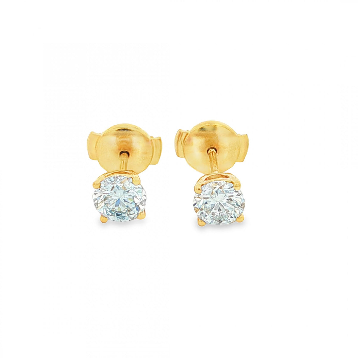 1.00ct Yellow Gold Round-Cut Diamond Stud Earrings - VS2/F