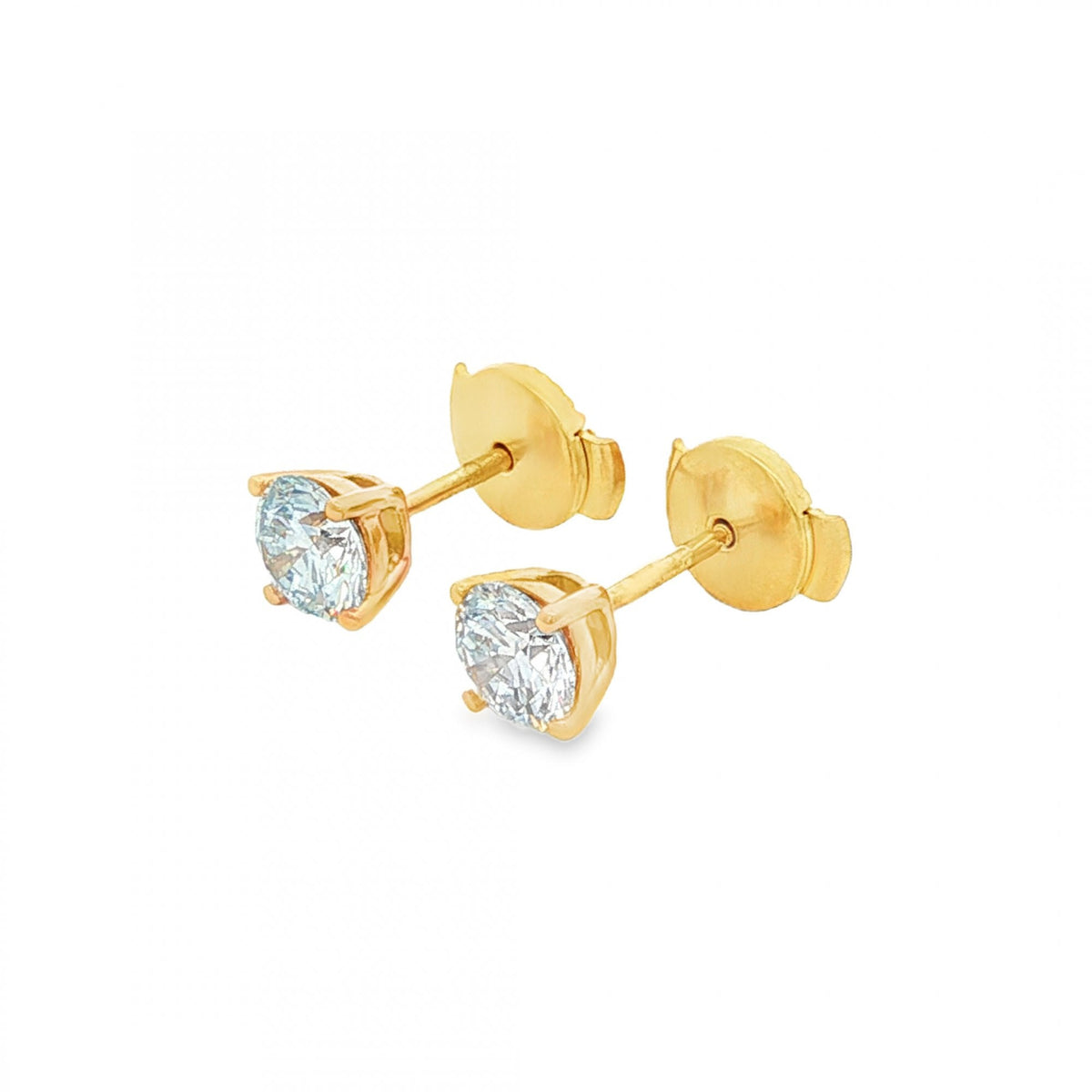 1.00ct Yellow Gold Round-Cut Diamond Stud Earrings - VS2/F