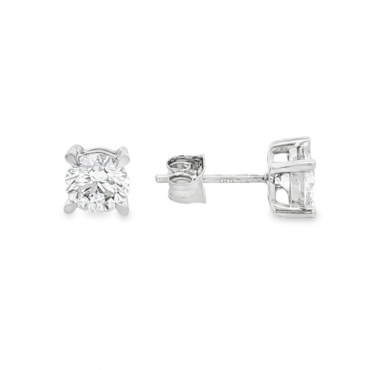 1.50ct White Gold Round-Cut Diamond Stud Earrings - VS/F/G