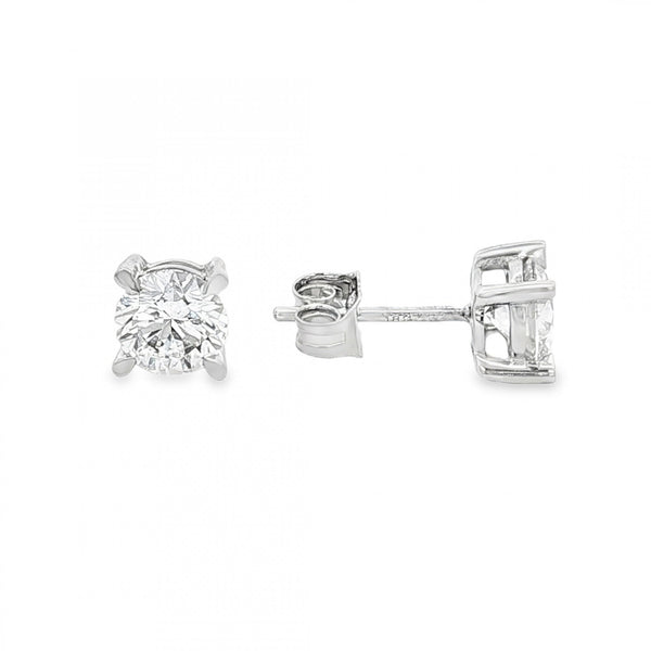 1.50ct White Gold Round-Cut Diamond Stud Earrings - VS/F/G