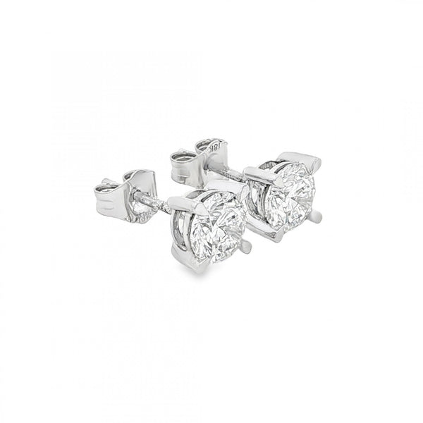 1.50ct White Gold Round-Cut Diamond Stud Earrings - VS/F/G