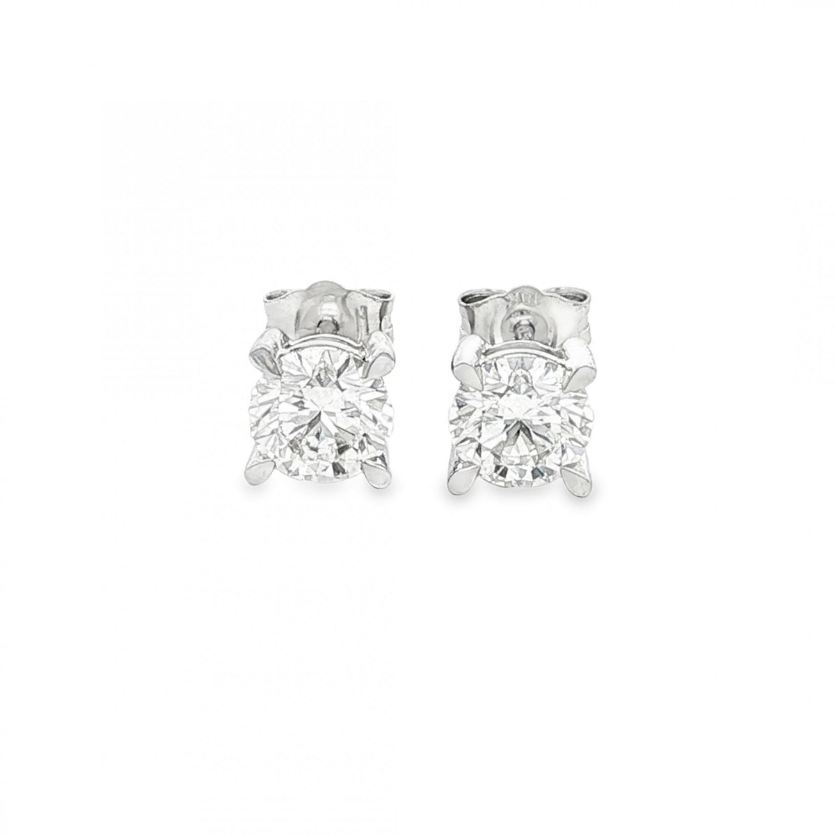 1.50ct White Gold Round-Cut Diamond Stud Earrings - VS/F/G