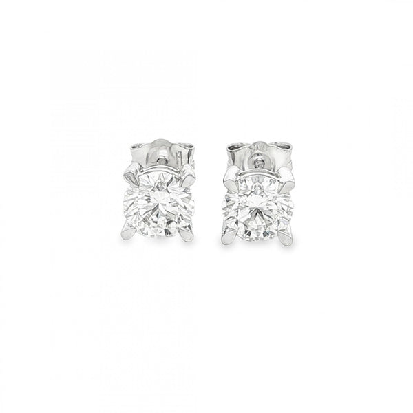 1.50ct White Gold Round-Cut Diamond Stud Earrings - VS/F/G