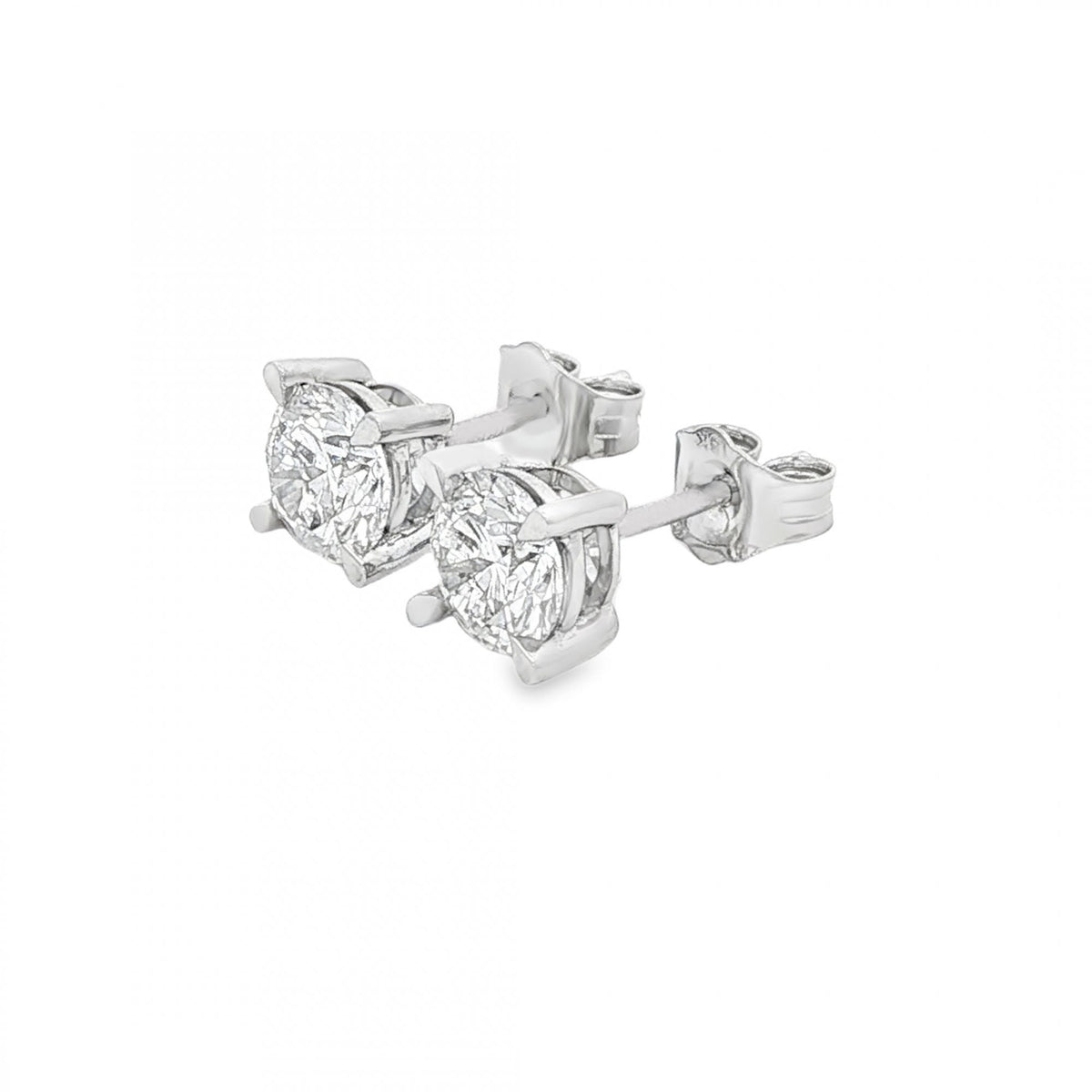 1.50ct White Gold Round-Cut Diamond Stud Earrings - VS/F/G
