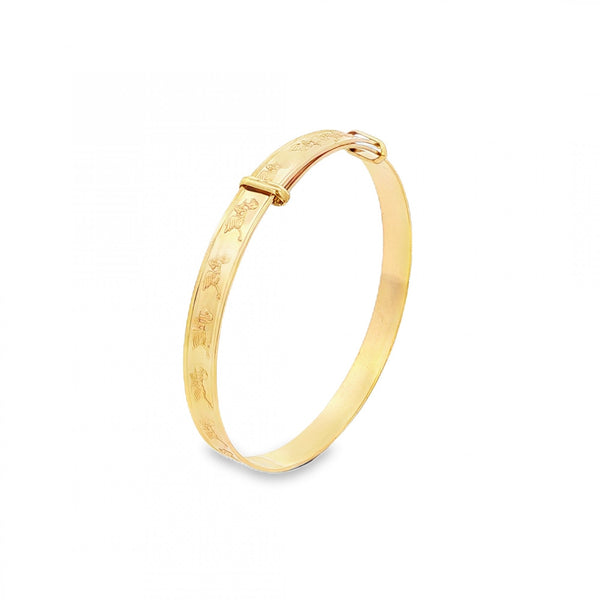 9ct Yellow Gold Expandable Baby Bangle - 11.5-13.5cm - 2.5g
