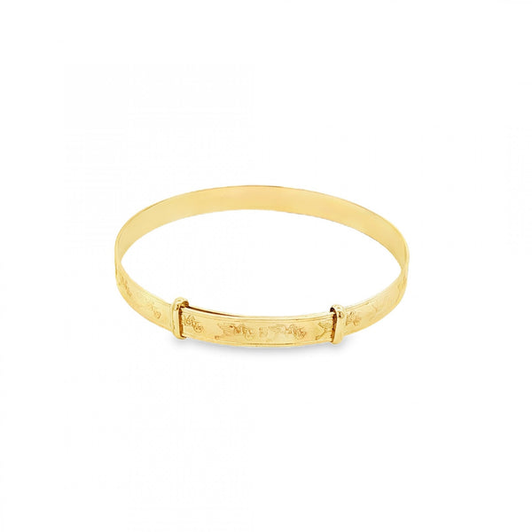 9ct Yellow Gold Expandable Baby Bangle - 11.5-13.5cm - 2.5g