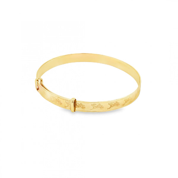 9ct Yellow Gold Expandable Baby Bangle - 11.5-13.5cm - 2.5g