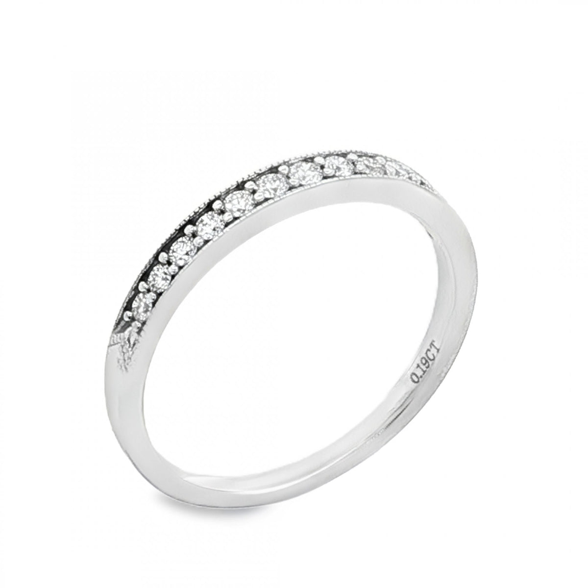 18ct White Gold Diamond Half-Eternity Ring - Size S½ - 0.19ct