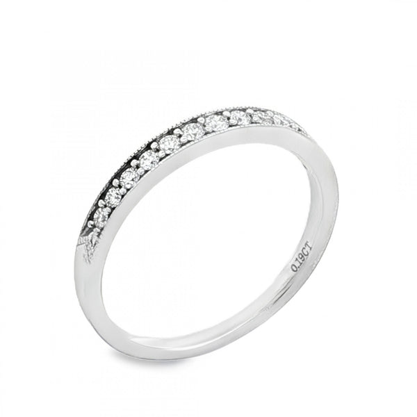 18ct White Gold Diamond Half-Eternity Ring - Size S½ - 0.19ct