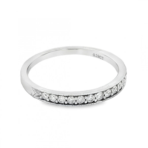 18ct White Gold Diamond Half-Eternity Ring - Size S½ - 0.19ct