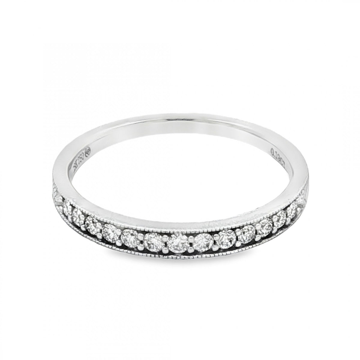 18ct White Gold Diamond Half-Eternity Ring - Size S½ - 0.19ct