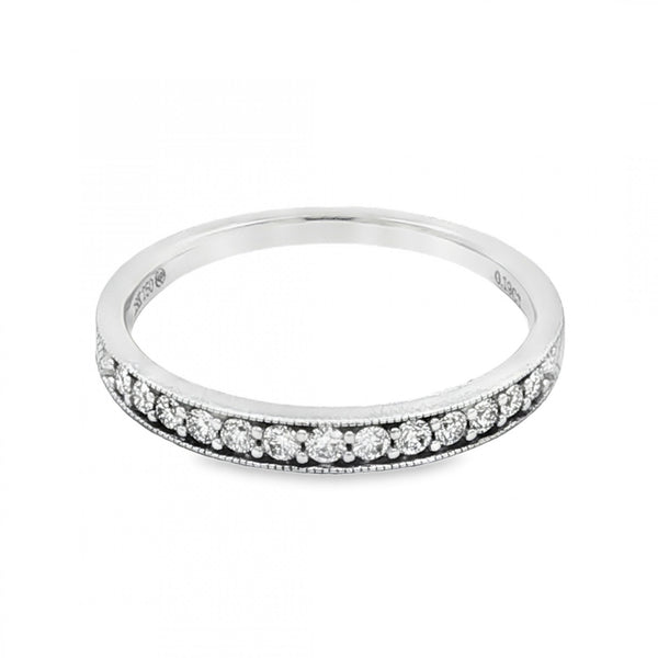18ct White Gold Diamond Half-Eternity Ring - Size S½ - 0.19ct